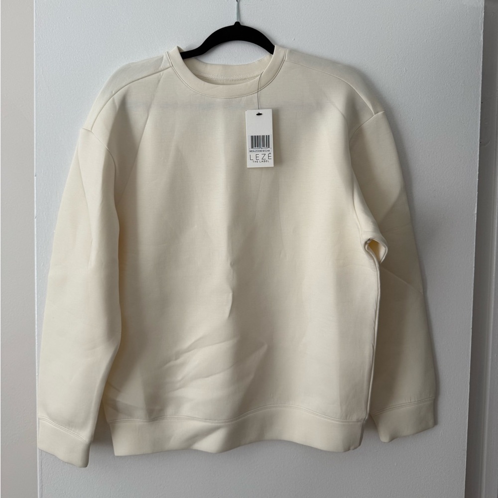 Leze The Label Cream Crewneck Sweater Minimalist Style